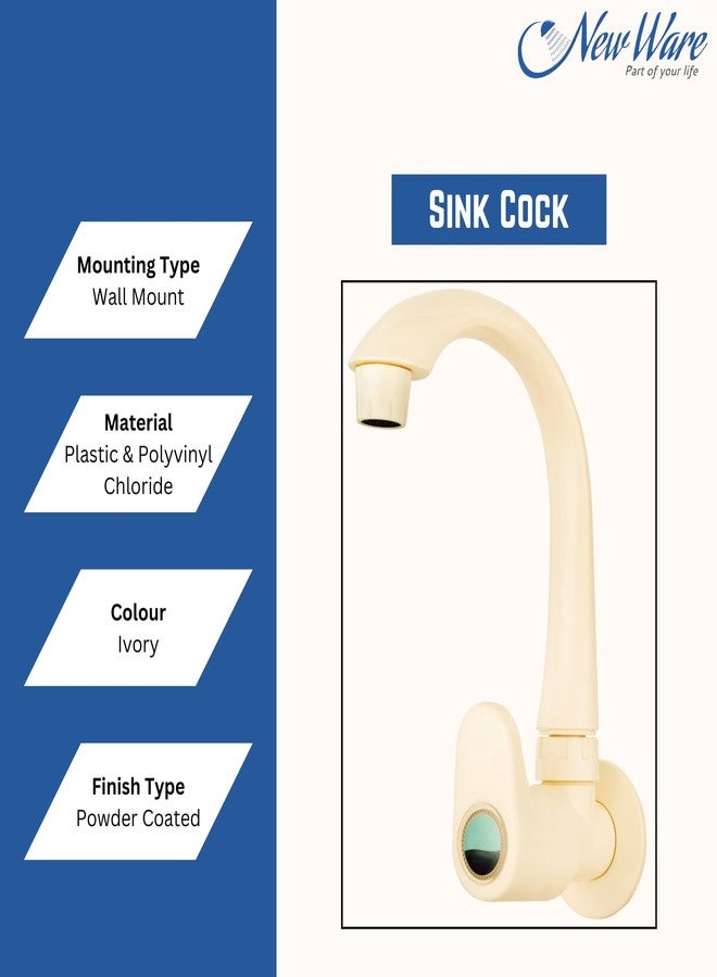 NEW WARE صنبور حوض جديد من مادة PVC مع شفة جدارية | صنبور بلاستيكي للمطبخ والحمام والحديقة والاستخدام الخارجي - Image 3